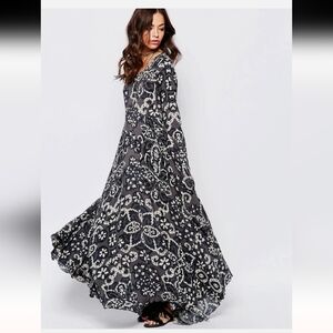 Free People First Kiss Long Sleeve Maxi Vintage Inspired Y2K Floral Scoop Dress